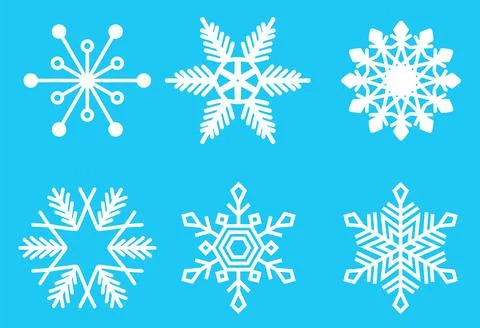 Flat design holiday snowflakes isolate on blue background. Vector illustration. Stock Illustration