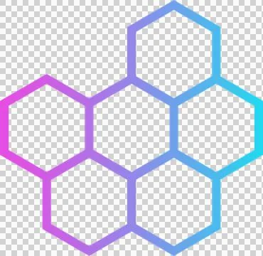 Flat design honeycomb pattern is floating on transparent canvas, showing Stock Illustration