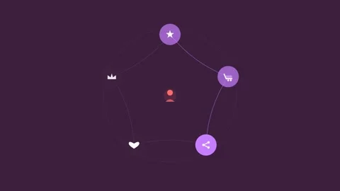 Flat design Hotel guest loyalty animation - plum marketing motion graphic loop 動画素材 342627008