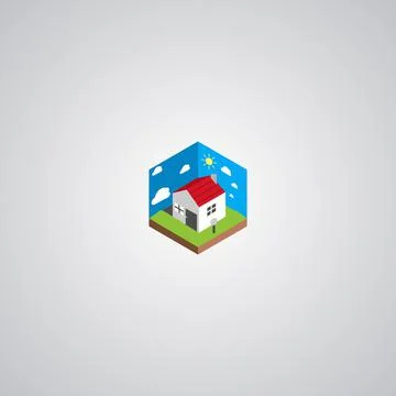 Flat design of a house during the day Stock Illustration