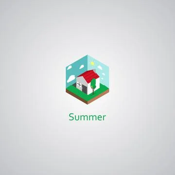 Flat design of a house during Summer Season Illustrazione stock