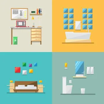 Flat design of house interior Stock Illustration