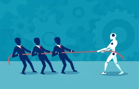 Flat design of human against robot Stock Illustration