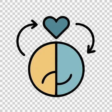 Flat Design Human Face With Heart Cycle Symbol Illustration Stock Illustration