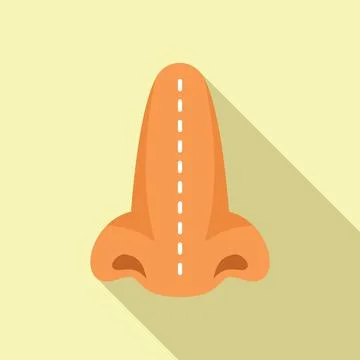 Flat design of a human nose icon with a shadow on a beige background Illustrazione stock