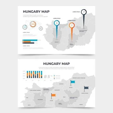 Flat design hungary map infographic イラスト素材