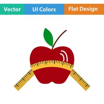 Flat design icon of Apple with measure tape Stock Illustration