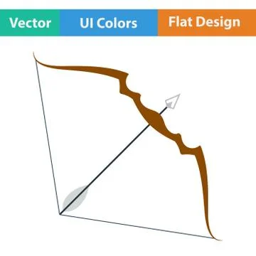 Flat design icon of bow and arrow Stockillustratie