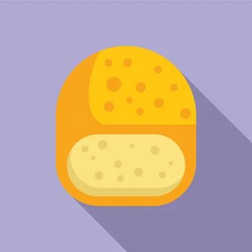 Flat design icon of cheese with long shadow on purple background Ilustración de archivo
