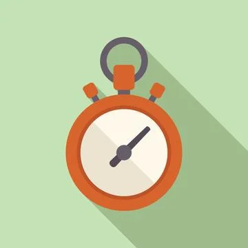 Flat design icon of a classic stopwatch on a green pastel background Stock Illustration