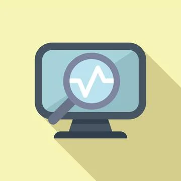 Flat design icon of computer diagnostics Stock Illustration