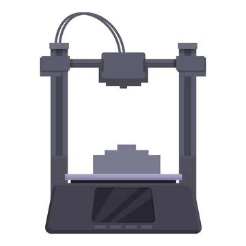 Flat design icon of a contemporary 3d printer with printed object on platform Illustrazione stock