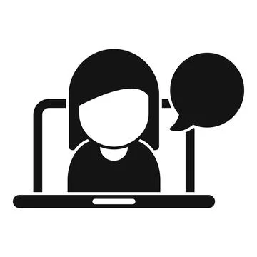 Flat design icon of a customer service representative with speech bubble on a Stock Illustration