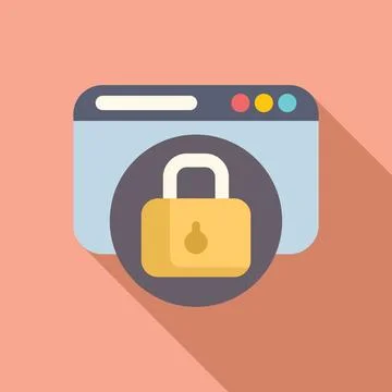 Flat design icon depicting a browser window with a security padlock Stockillustratie