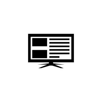 Flat design icon depicting web article on computer or tv screen Illustrazione stock