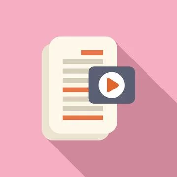 Flat design icon of a digital document with a play button, symbolizing 스톡 일러스트