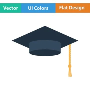 Flat design icon of Graduation cap Stock Illustration