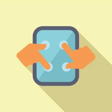 Flat design icon of hands performing pinch gesture on a touchscreen device with Illustrazione stock
