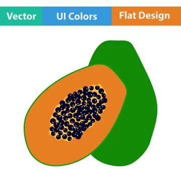 Flat design icon of Papaya Stock Illustration