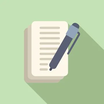 Flat design icon of pen and paper 库存插图