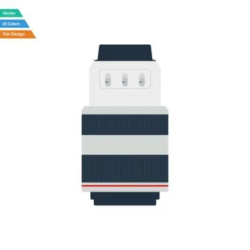 Flat design icon of photo camera zoom lens in ui colors Illustrazione stock