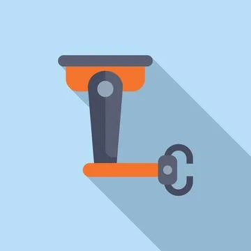 Flat design icon of a security camera on a blue background with shadow effect Stock Illustration