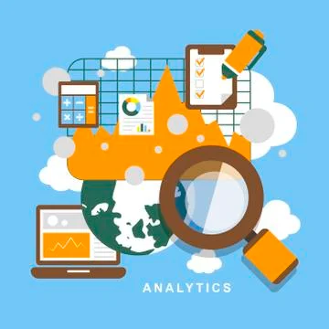 Flat design icon set of analytics elements Stock Illustration