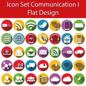 Flat Design Icon Set Communication I Stock Illustration
