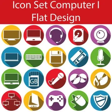 Flat Design Icon Set Computer  Stock Illustration