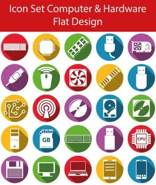 Flat Design Icon Set Computer Hardware I Stock Illustration