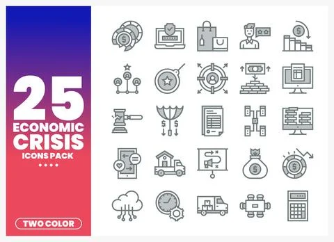 Flat design icon set for economic crisis management and business strategy. .. Stock-Illustration