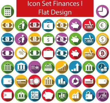 Flat Design Icon Set Finances  イラスト素材