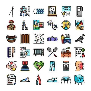 Flat design icon set illustrating diverse concepts Stock Illustration