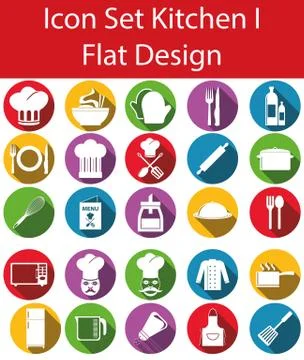 Flat Design Icon Set Kitchen Stock Illustration