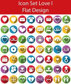 Flat Design Icon Set Love I Stock Illustration