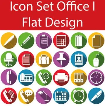 Flat Design Icon Set Office  Stock Illustration