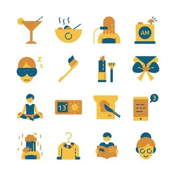 Flat Design Icon Set of Sport Healthy Food Activity Lifestyle and Stuff Stock Illustration