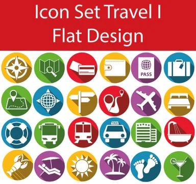Flat Design Icon Set Travel 스톡 일러스트