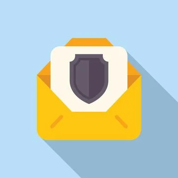 Flat design icon of a shield inside an envelope representing email security 스톡 일러스트