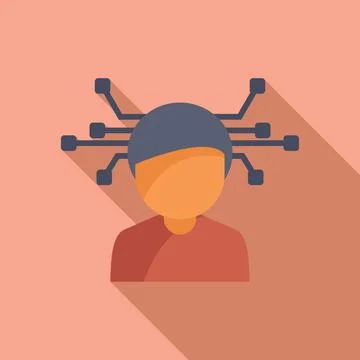 Flat design icon showcasing a person using a vr headset on a pastel background Stock Illustration
