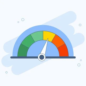 Flat design icon of speedometer on colourful rounded background Stock Illustration