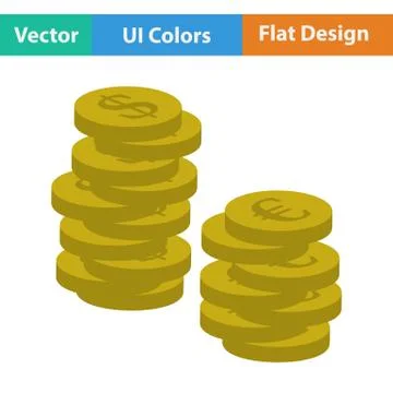 Flat design icon of Stack of coins Illustrazione stock