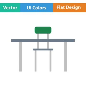 Flat design icon of Table and chair Stock Illustration
