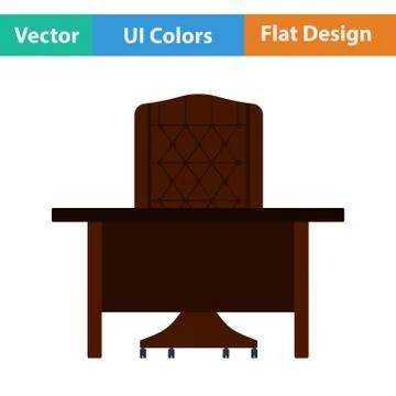 Flat design icon of Table and armchair Stock Illustration