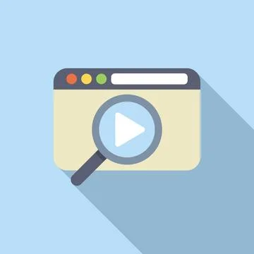 Flat design icon of video search on browser Illustrazione stock