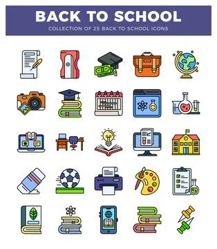Flat design icons for back to school. Illustrazione stock
