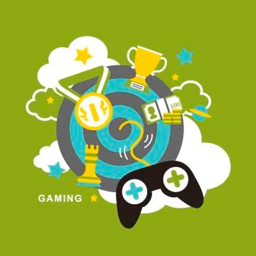 Flat design icons concept of computer games Stock Illustration