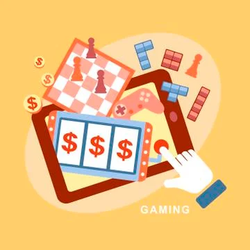 Flat design icons concept of computer games Stock Illustration