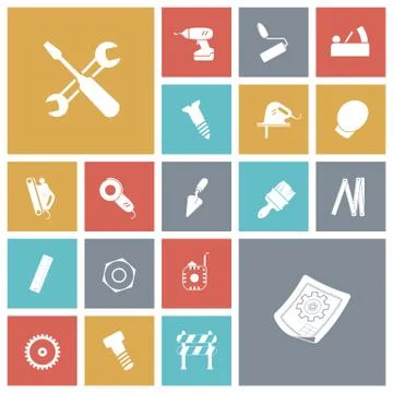Flat design icons for construction and industrial Stock Illustration