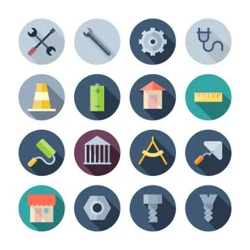 Flat design icons for construction Stock Illustration